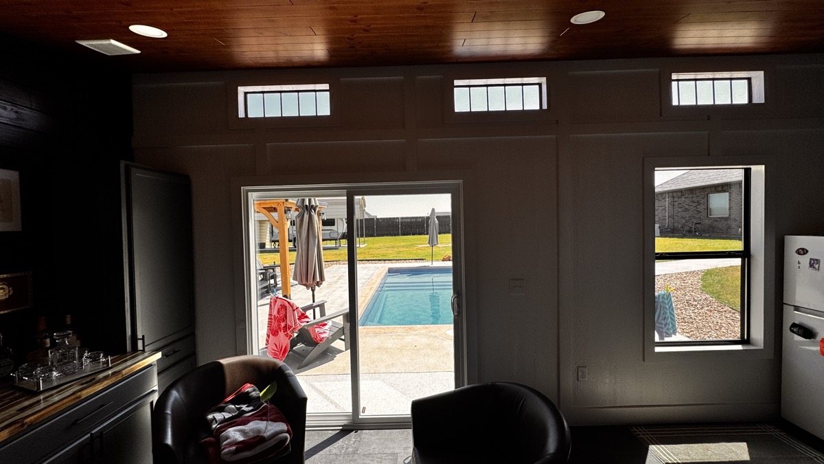 Barn Brothers exclusive custom grid wall with smooth cedar texture and signature grid trim for a unique luxury look
